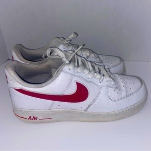 Nike Air Force 1 Gym Red White Leather Low Basketball Shoes size 8 1/2